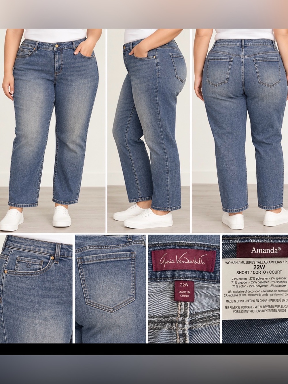 Gloria Vanderbilt Amanda 22W Short Classic Fit Stretch Jeans